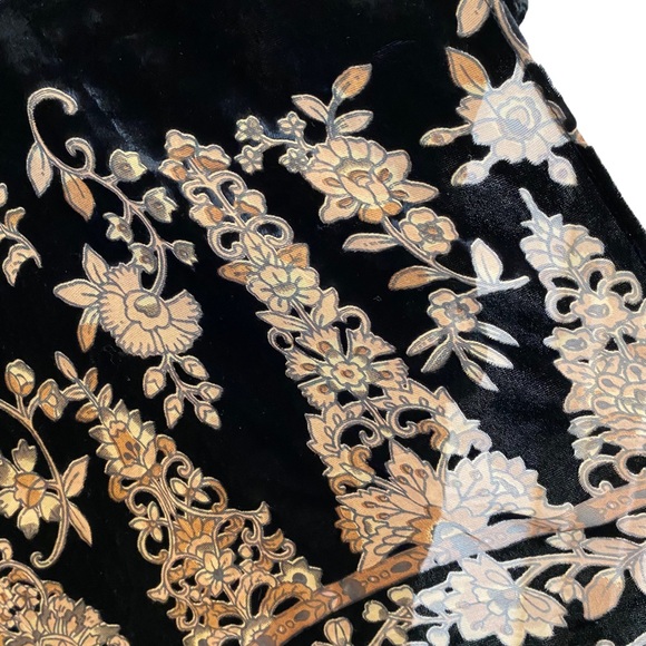 Signals Black Gold Tan Burnout Floral Soft Velvet Poncho Kimono 18 One Size - Picture 12 of 12